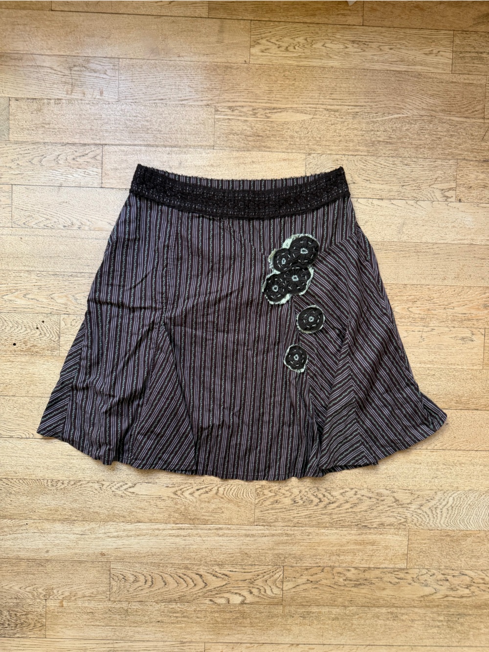 Y2K Free People Skirt Boho Striped Beaded A-Line Midi